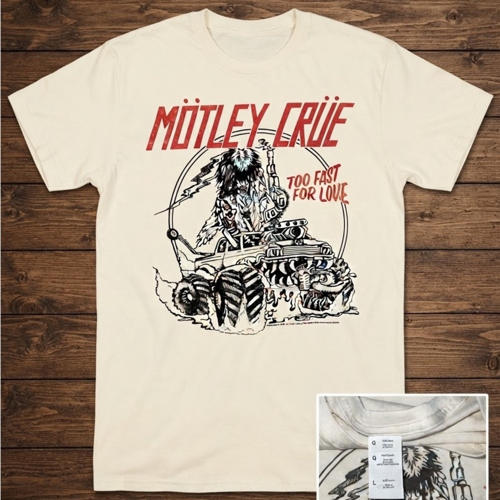 "Too Fast For Love" Graphic Large Tee - Cream